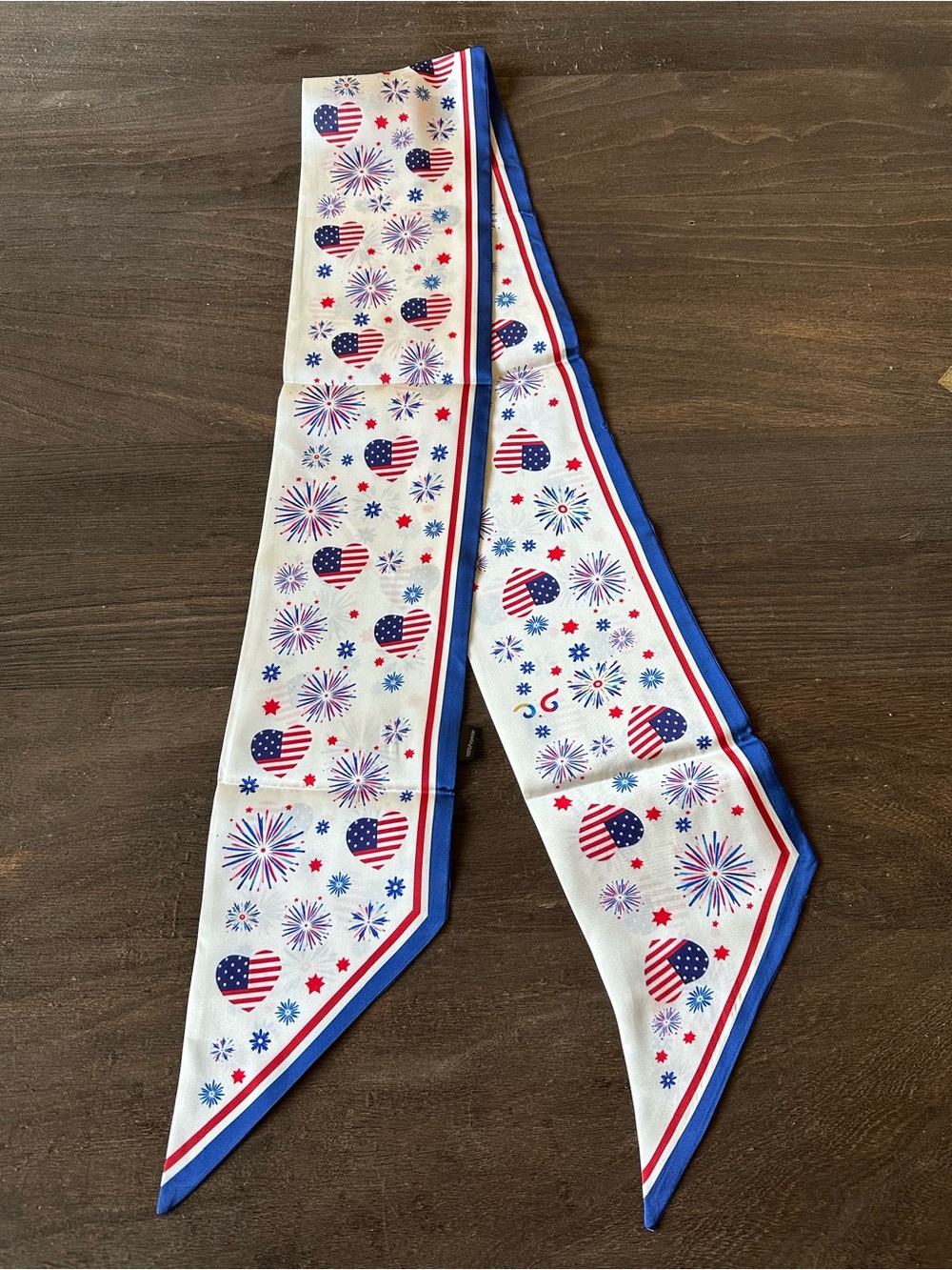 Patriotic Red White & Blue “twilly” Skinny Scarf
